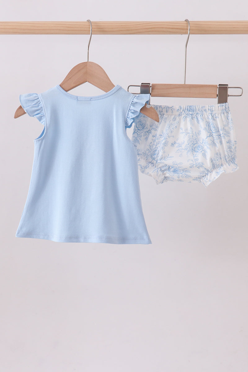 Blue Whale Ruffle Bloomer Set