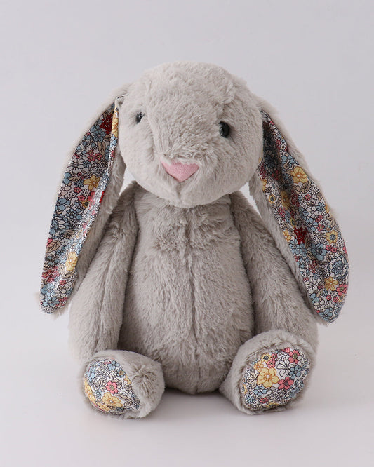 Grey Floral Plush Bunny