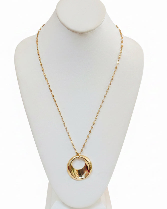 Sculpted Gold Ring Statement Necklace