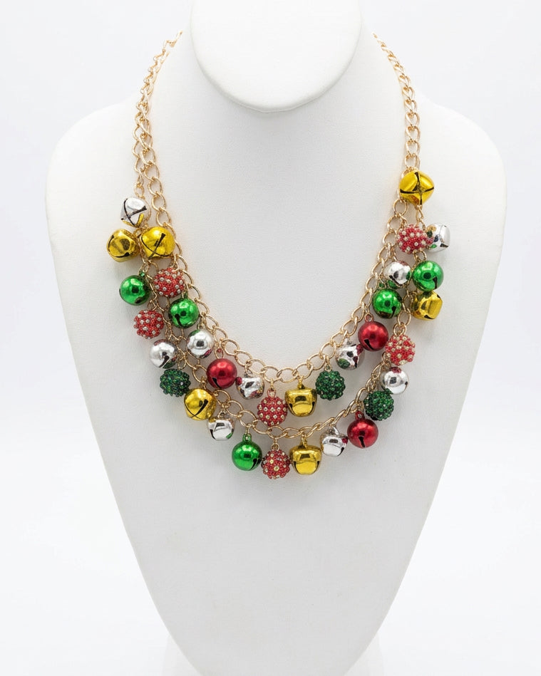 The Yuletide Cascade Multi-Strand Statement Necklace