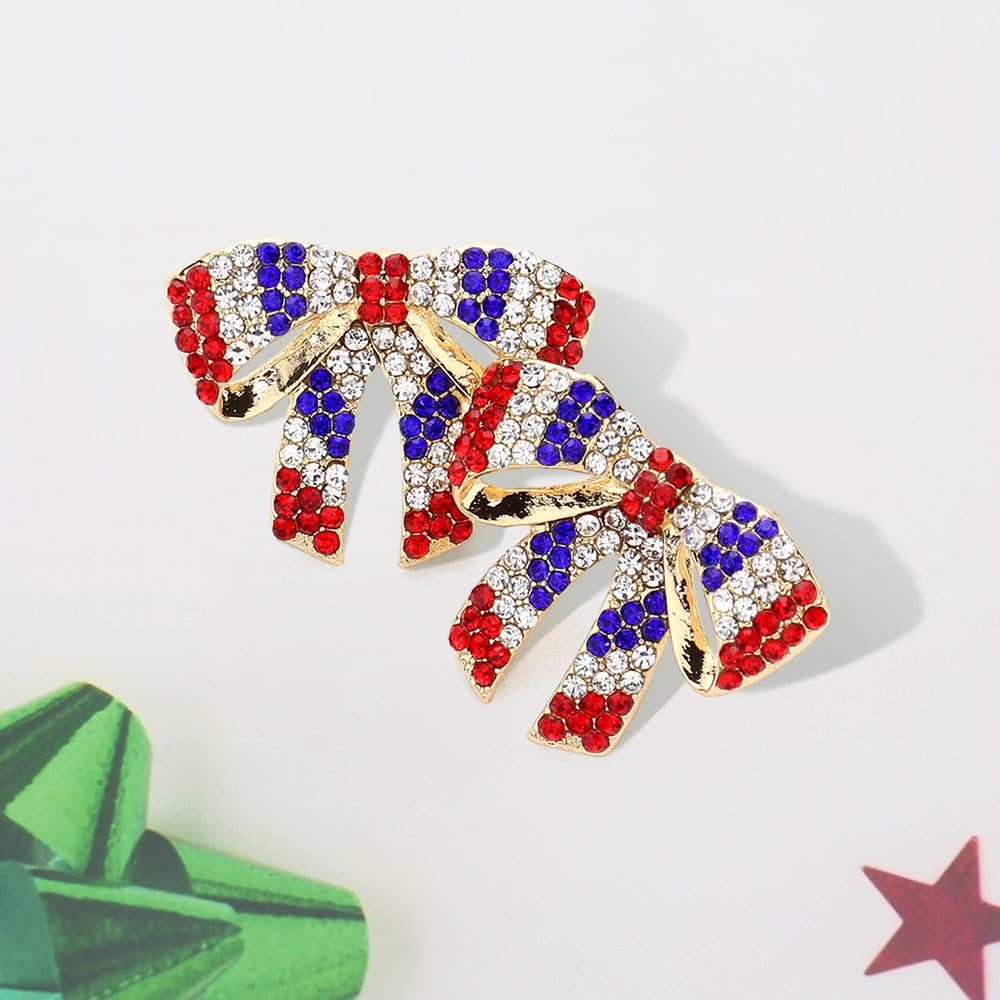 Happy Birthday America Bow Earrings