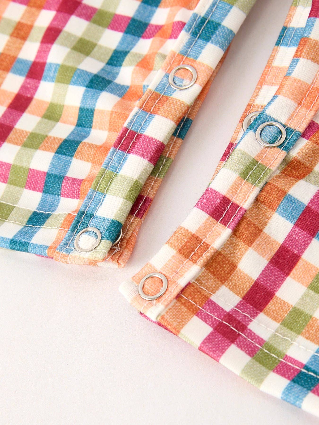 Thanksgiving Plaid Embroidery Smocking Romper