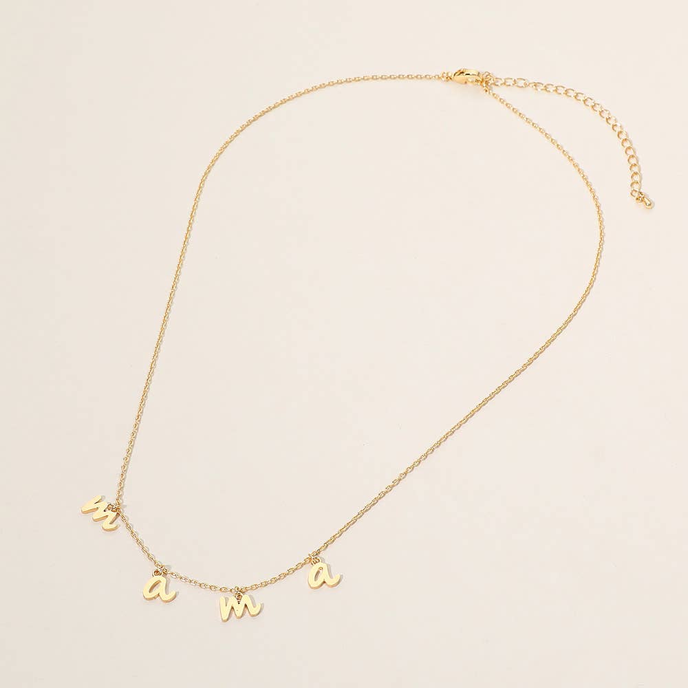 18K Script MAMA Charm Station Necklace