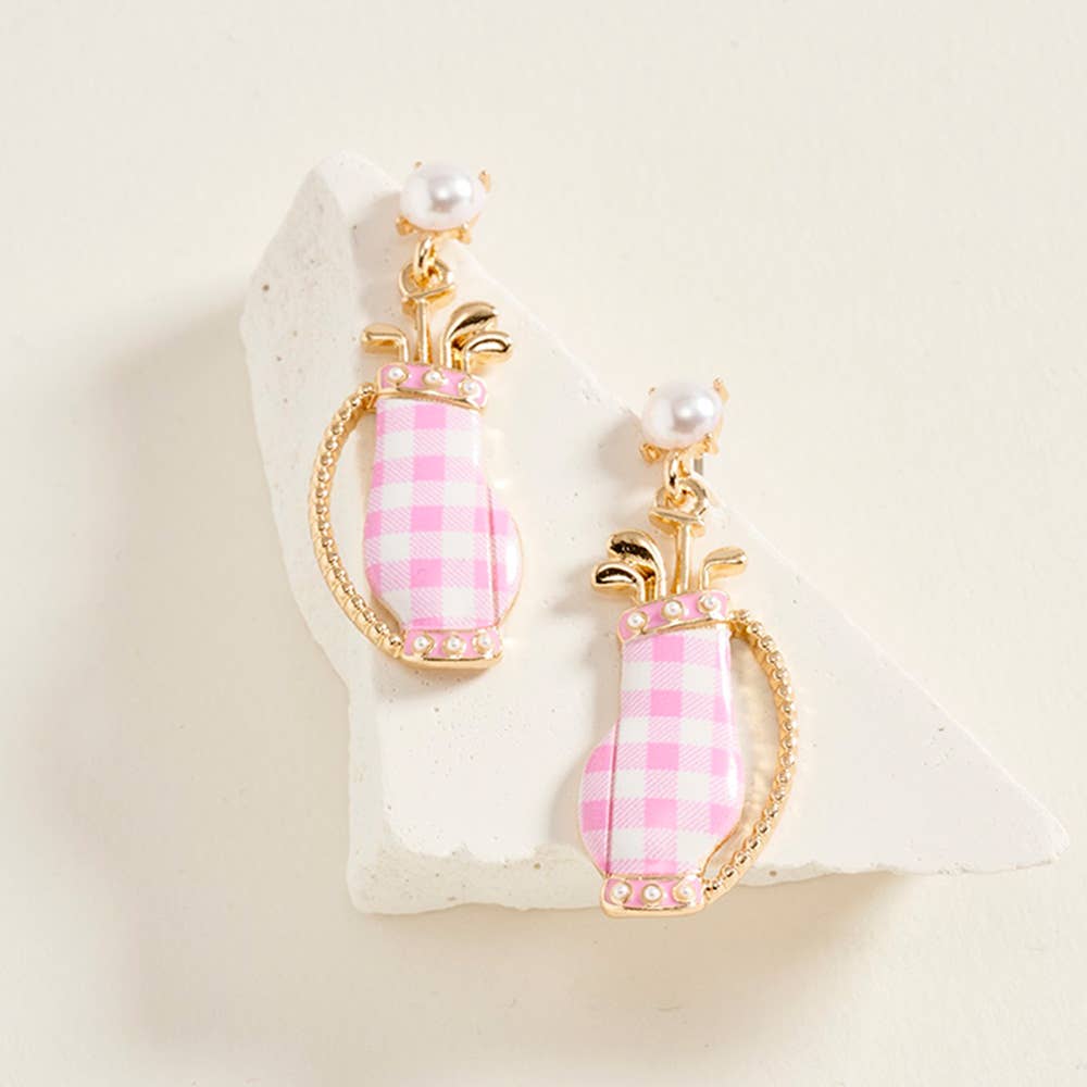Golf Bag Charm Drop Dangle Earrings