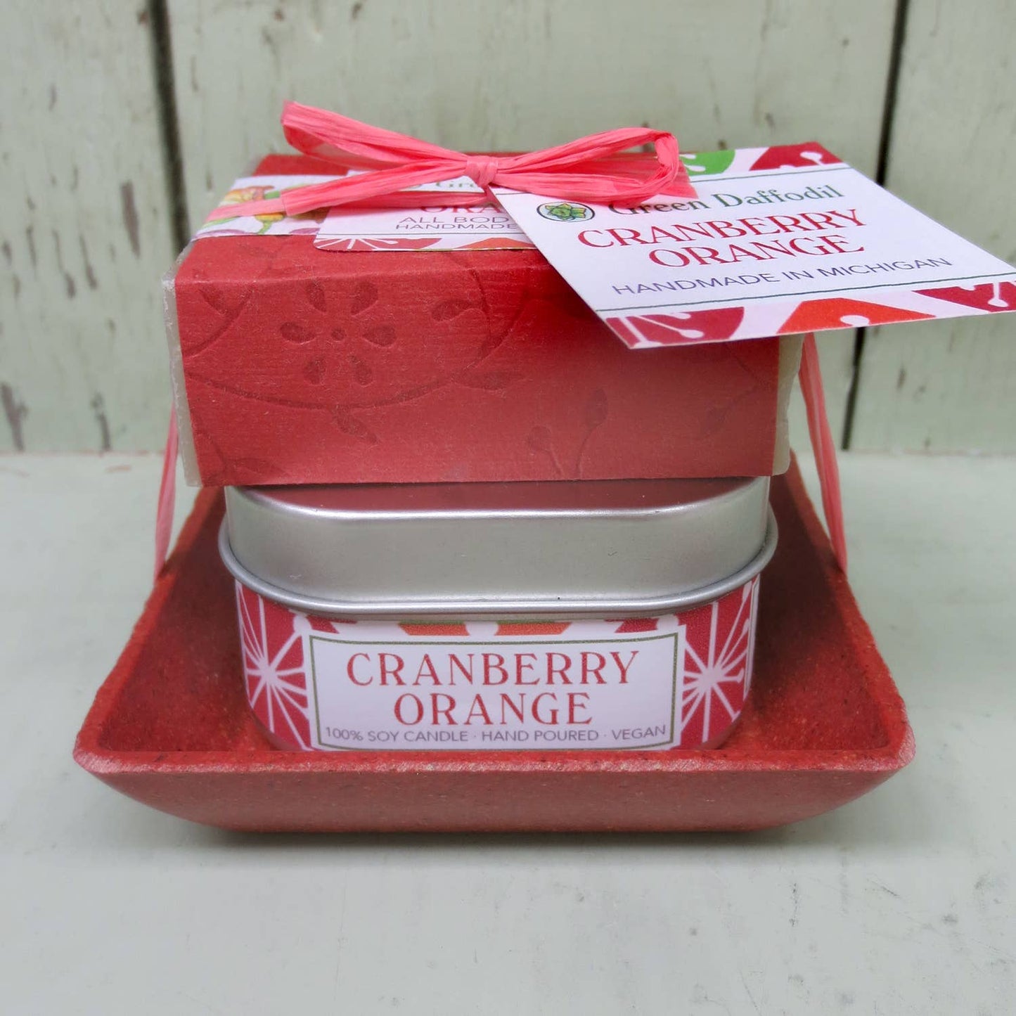Cranberry Orange Candle & Soap  Dish Gift Kit - Christmas
