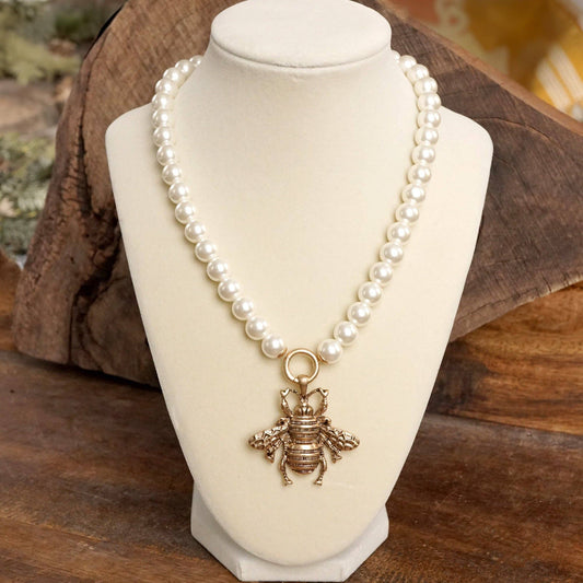 Boho Bee Pearls Statement Timeless Necklace