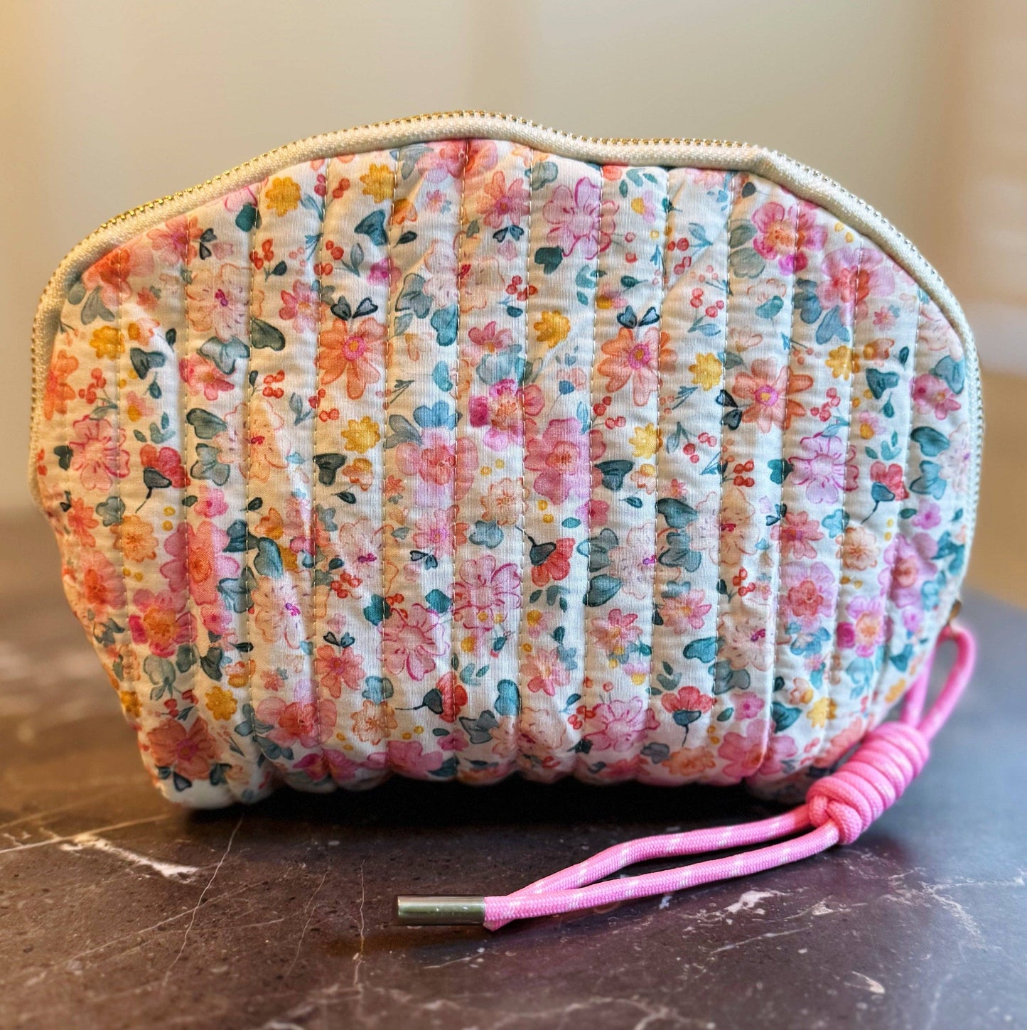 Vintage-Inspired Quilted Floral Cosmetic Bags