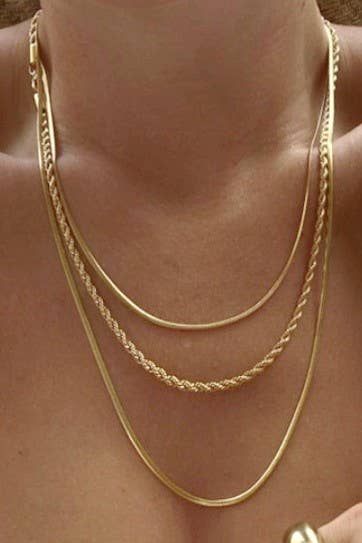 Triple Strand Gold Statement Necklace