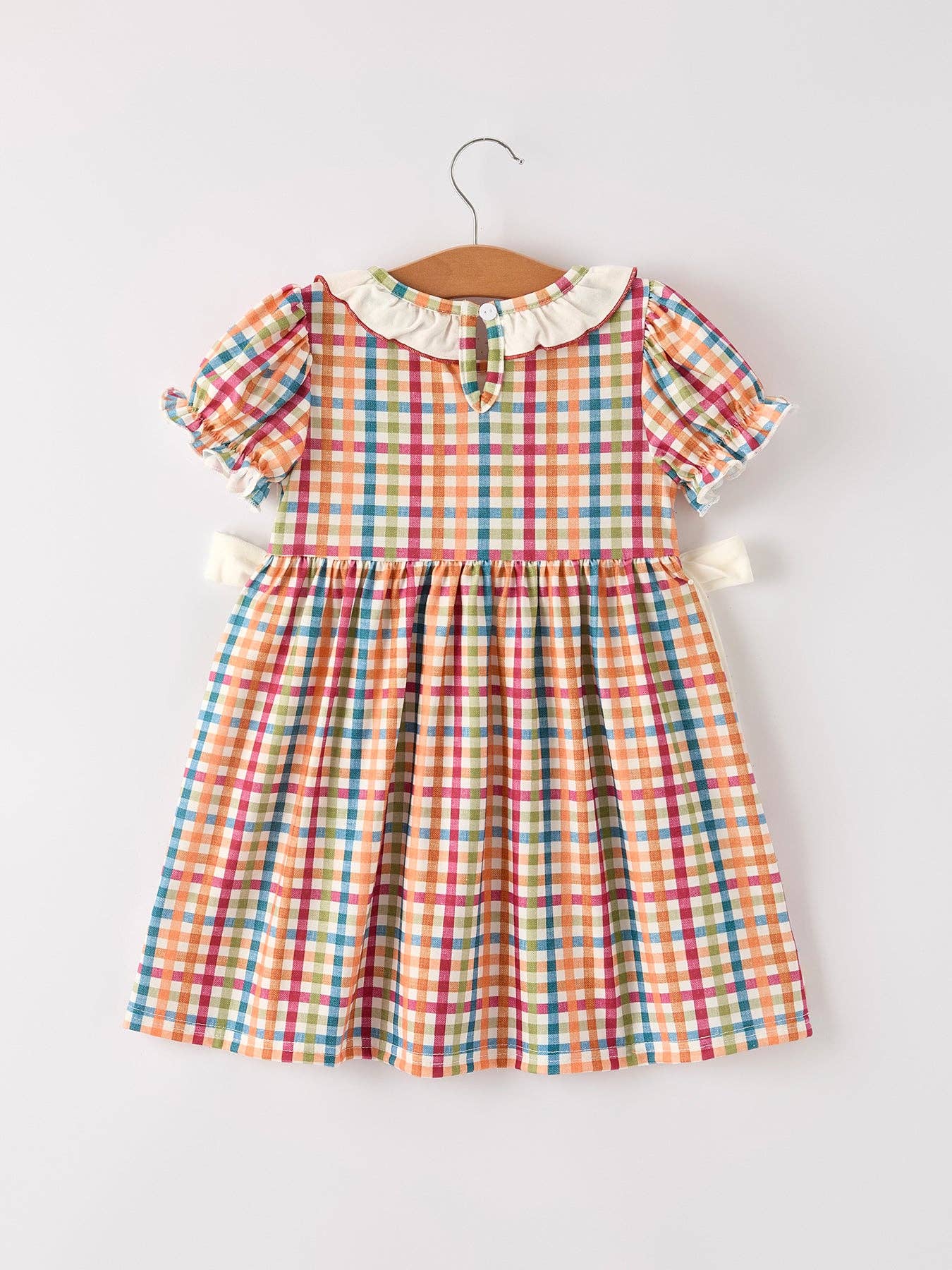 Thanksgiving Plaid Embroidery Smocking Dress
