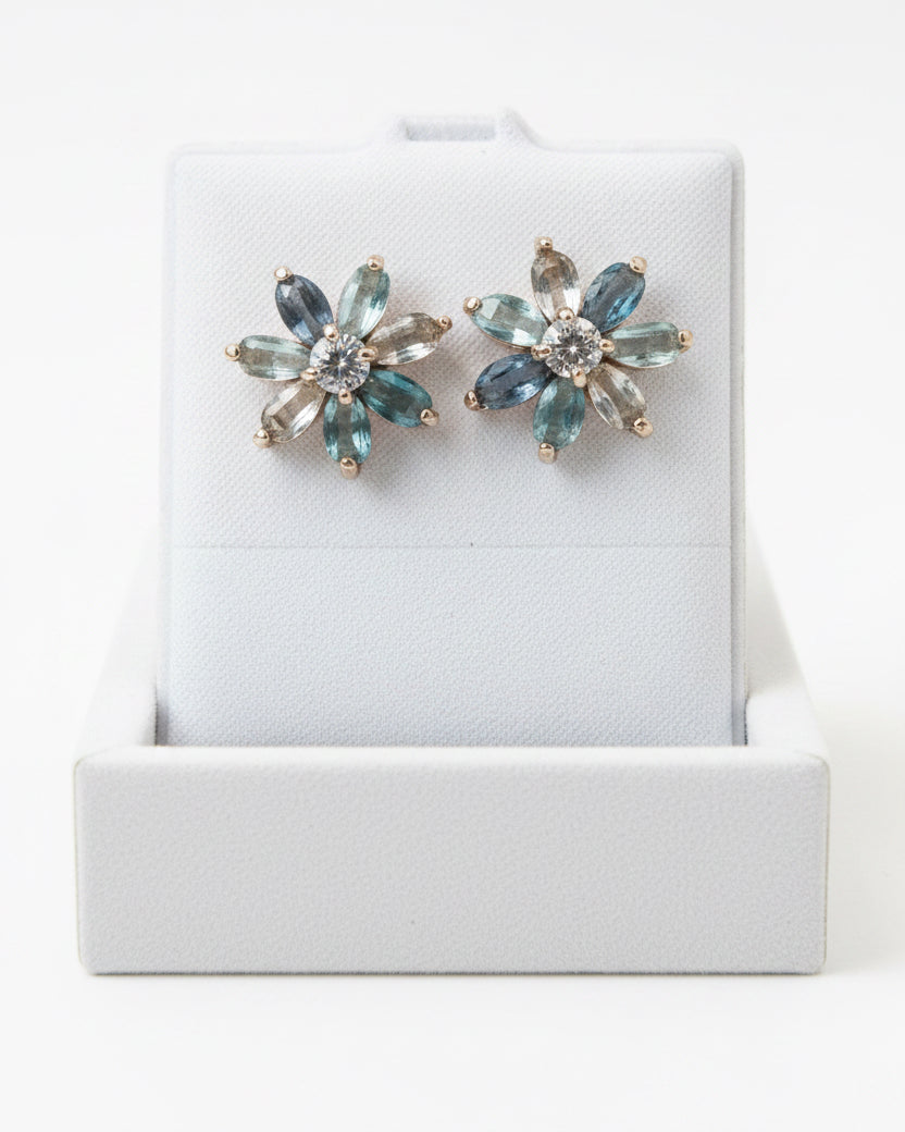 Sage & Seafoam Floral Burst Studs