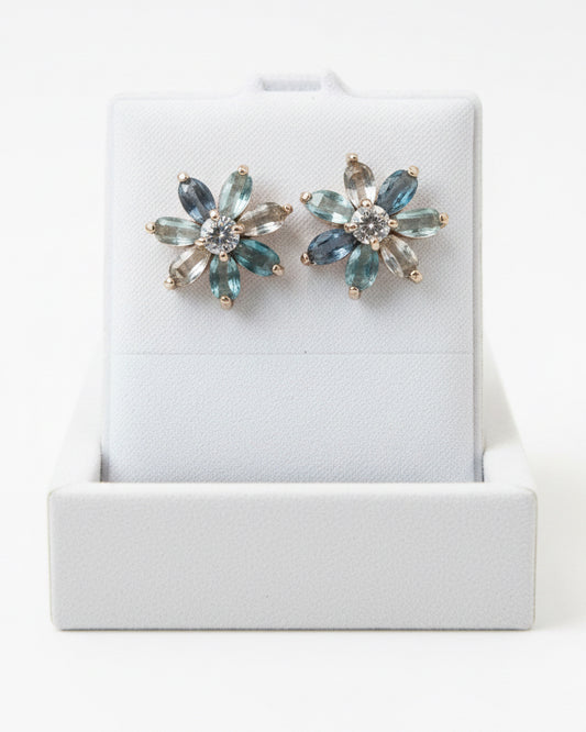 Sage & Seafoam Floral Burst Studs
