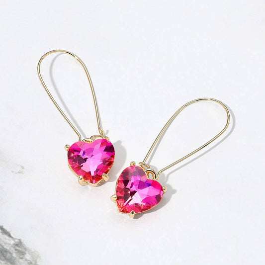 Heart Stone Cluster Dangle Earrings