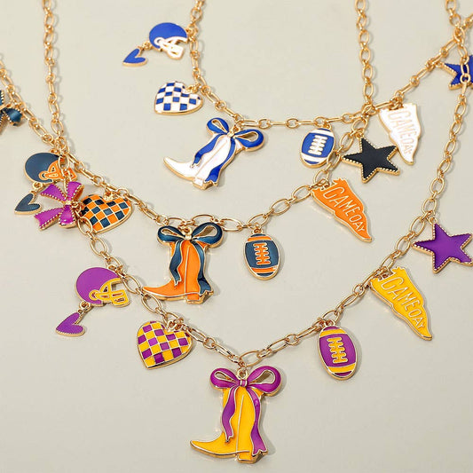 Game Day Football Theme Charm Station Necklace