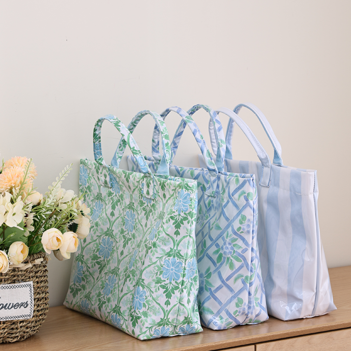 Seaside Vineyard Waterproof PVC Tote Bag