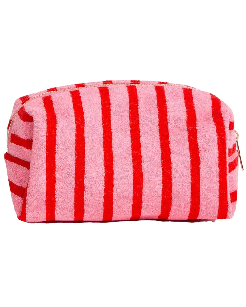 Striped Terry Textured Cosmetic Pouch Bag