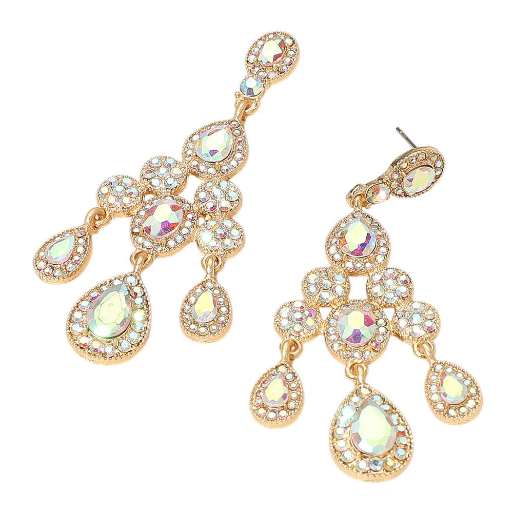 Teardrop Cluster Chandelier Drop Evening Earrings
