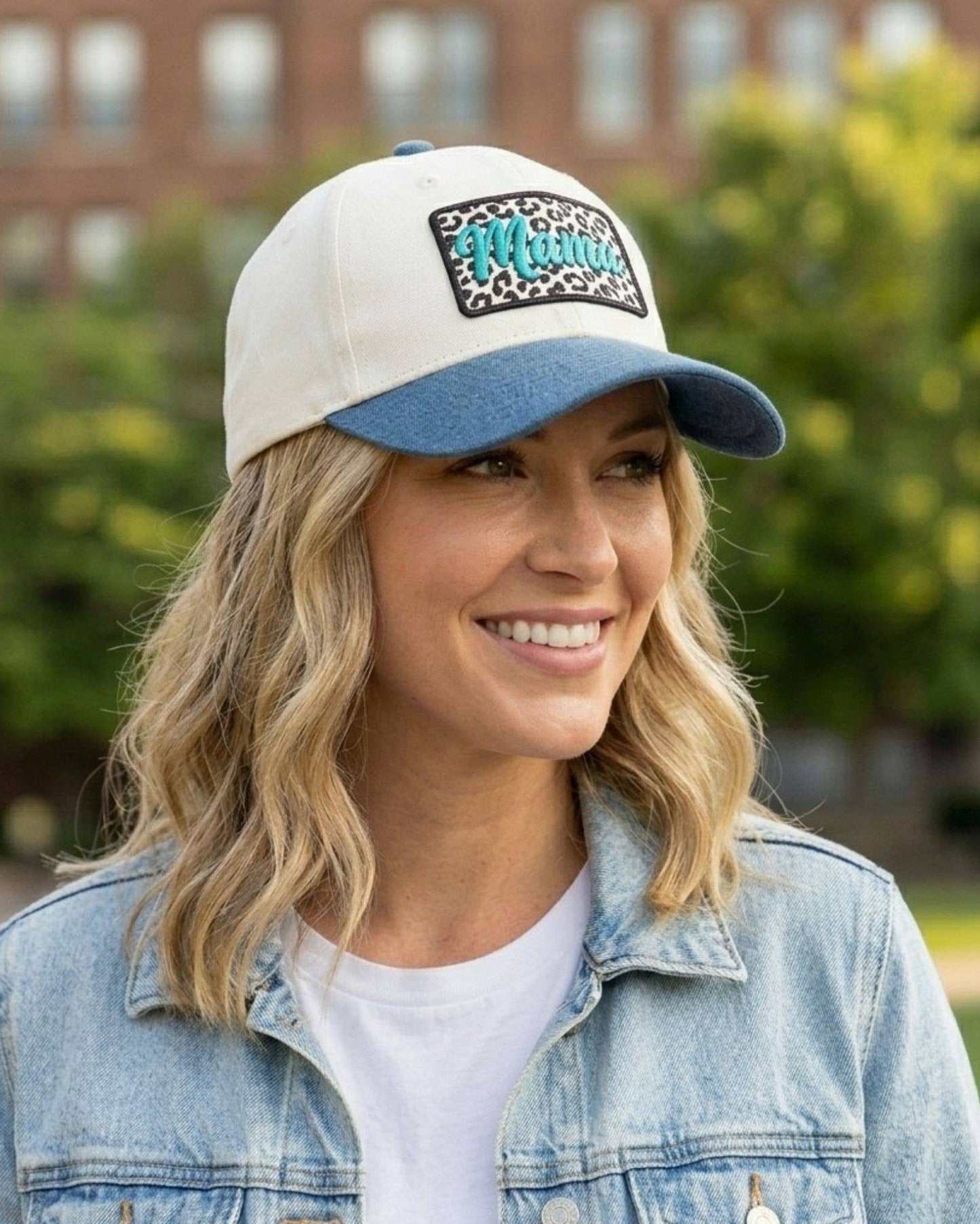 Mama Embroidered Leopard Patch Trucker Hat