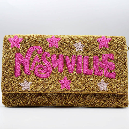 Nash Babe Gold Beaded Clutch