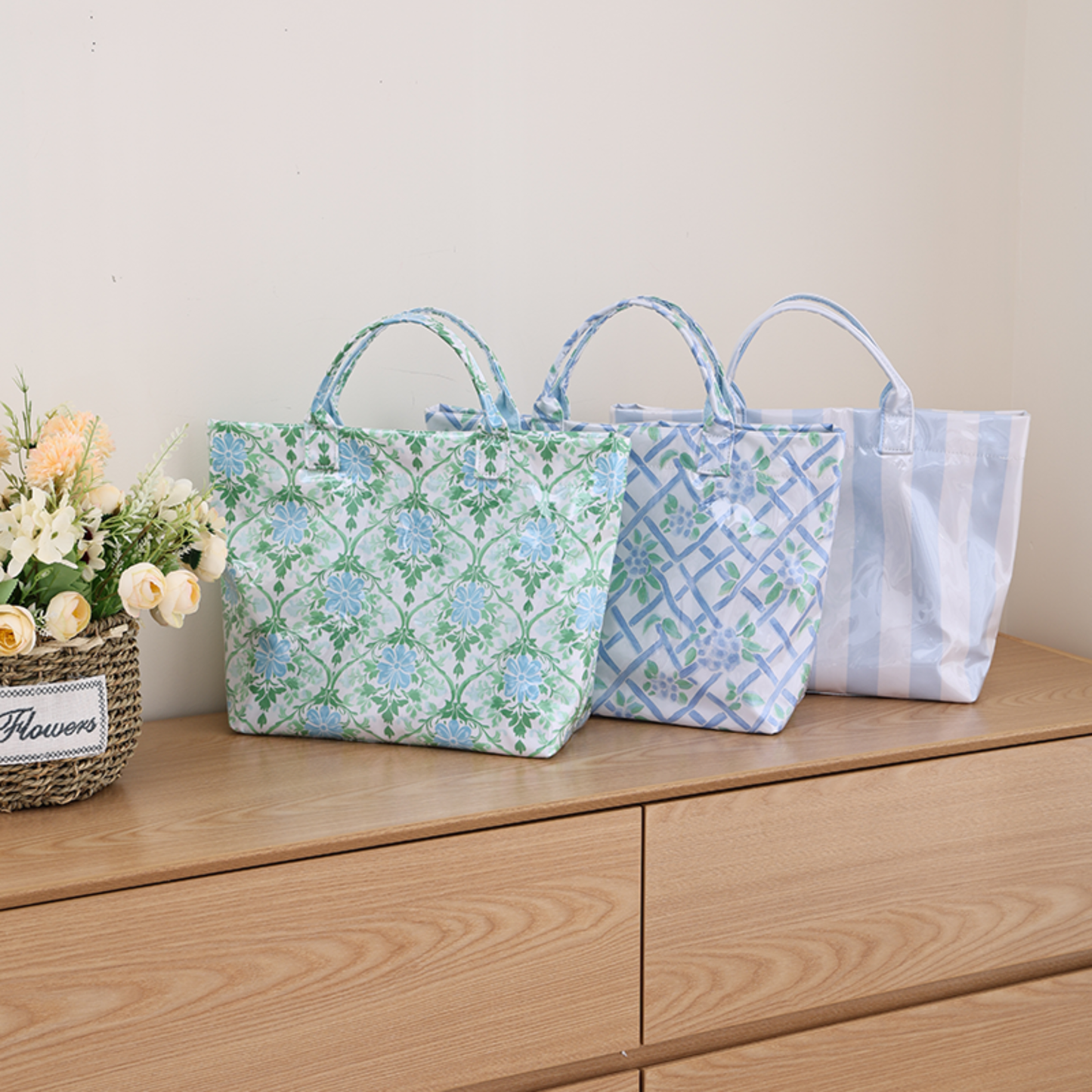 Seaside Vineyard Waterproof PVC Tote Bag