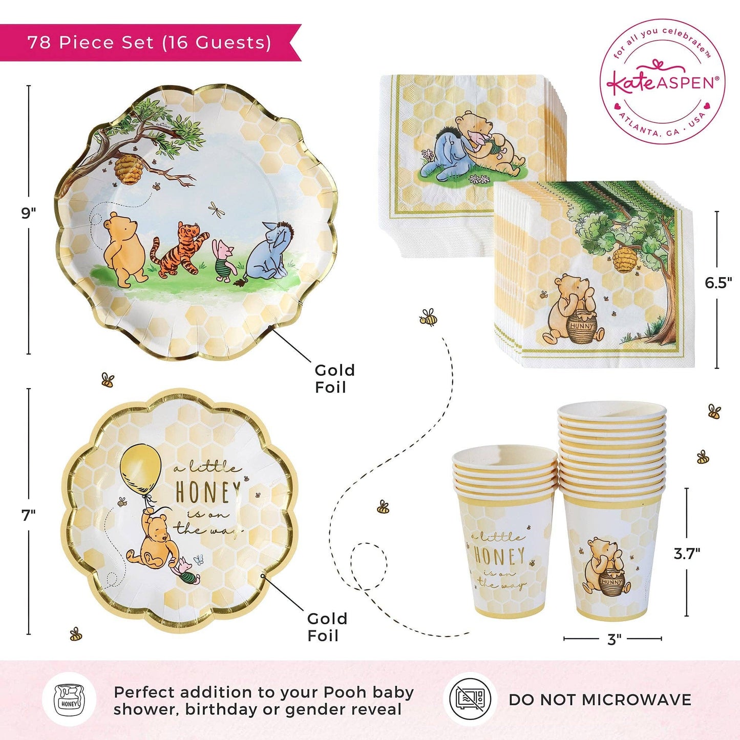 Honey Bear 16 Guests Piece Party Tableware Set