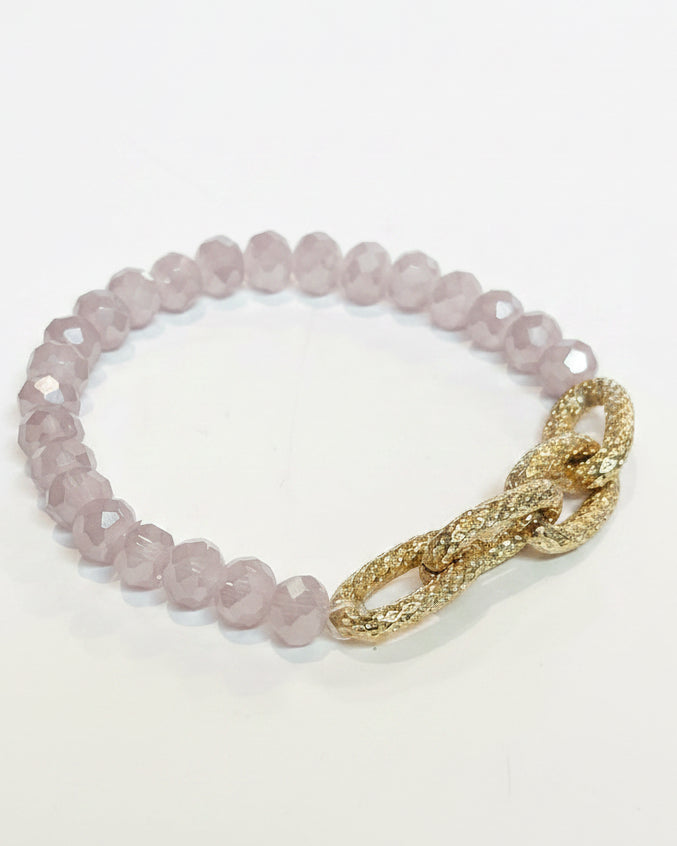 Vintage Lavender Faceted Bead Textured Chain Bracelet