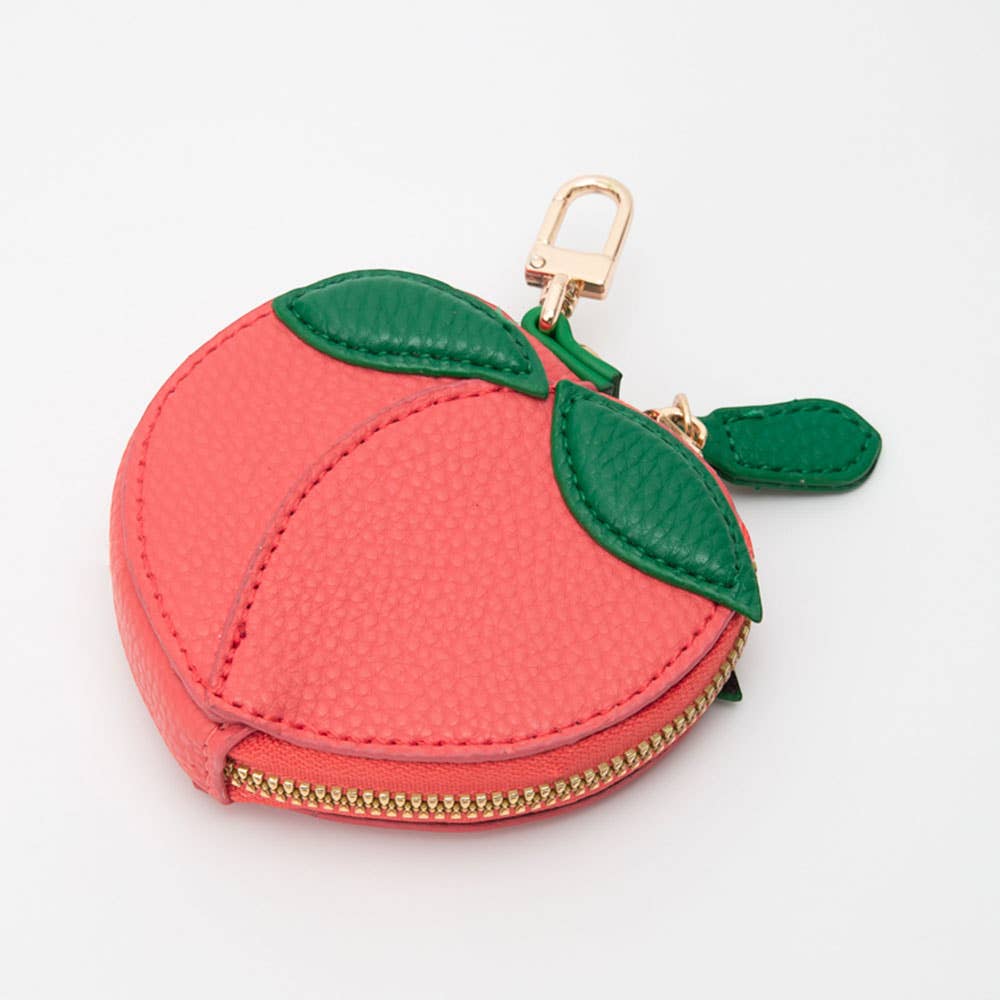 Faux Leather Peach Keychain / Bag Charm