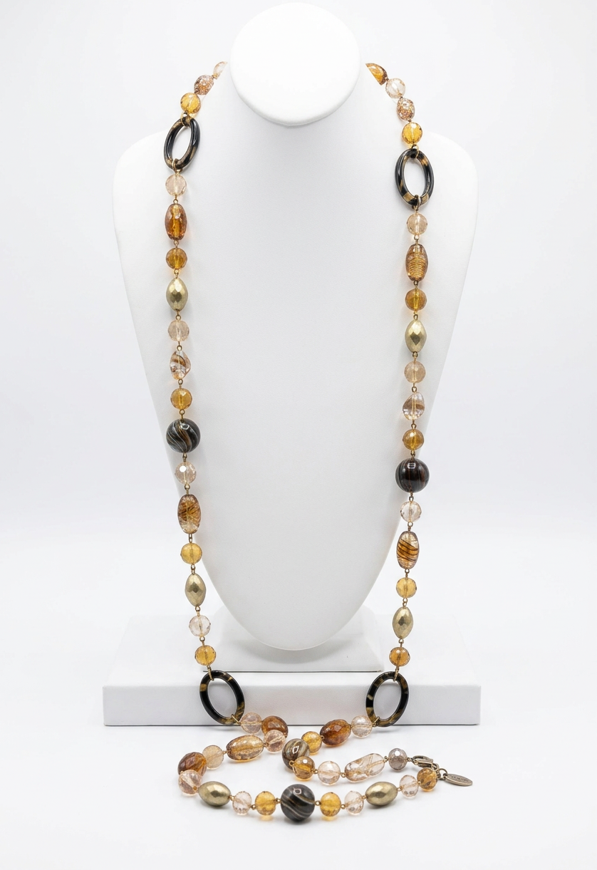 Amber Horizon Extra-Long Beaded Opera Necklace