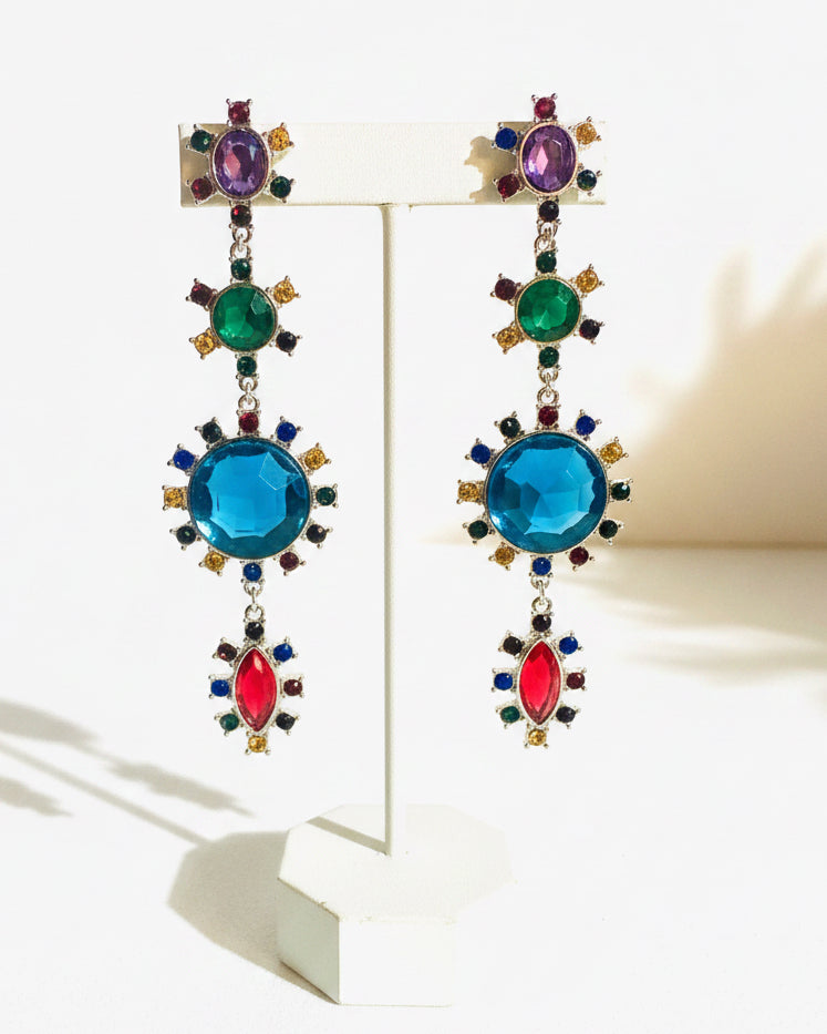 Vintage Kaleidoscope Dreams Crystal Drop Earrings