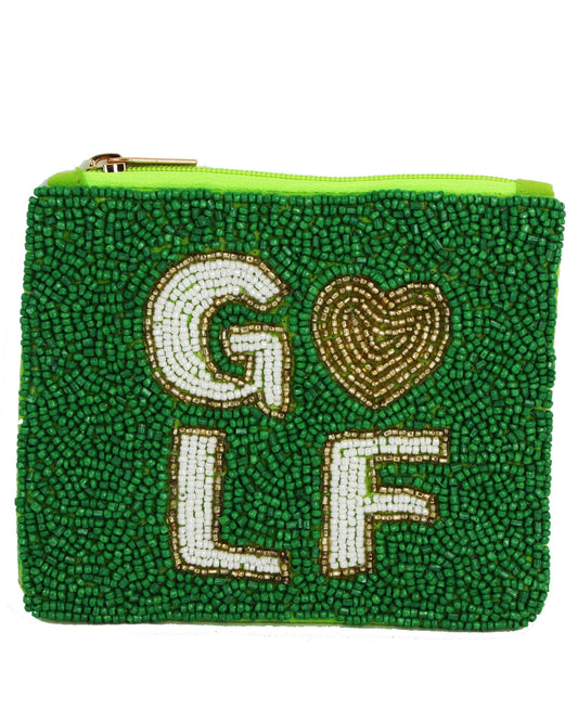 Beaded Green GOLF Coin Purse