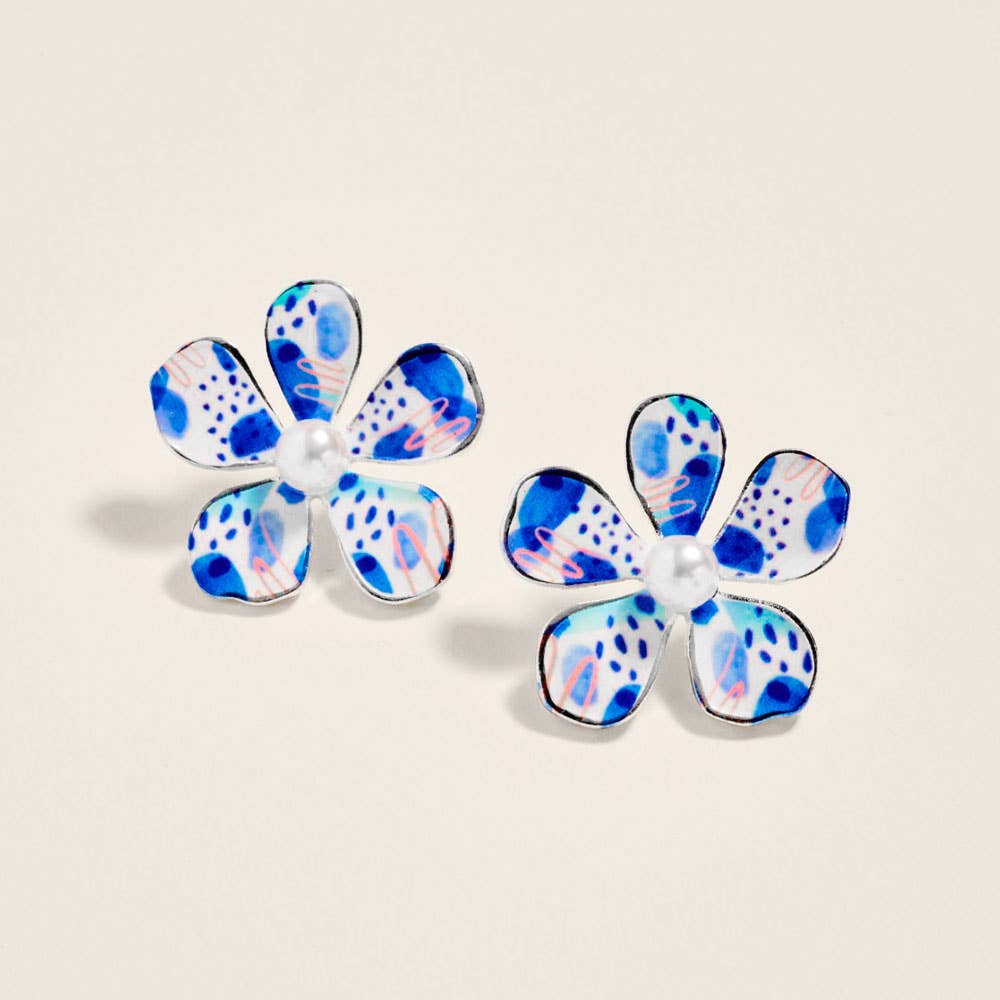 Floral Petal Pearl Center Earrings