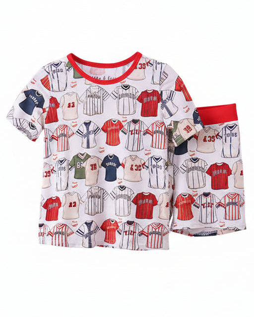 Red Baseball Bamboo Pajama Set