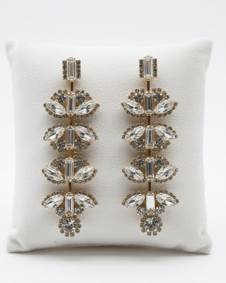 Midnight Glamour Tiered Crystal Drop Earrings