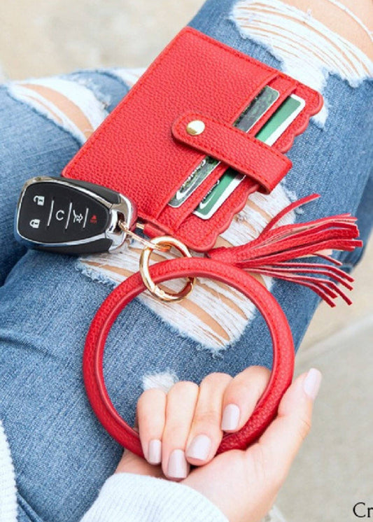 Scalloped Card Holder Keyring Wallet