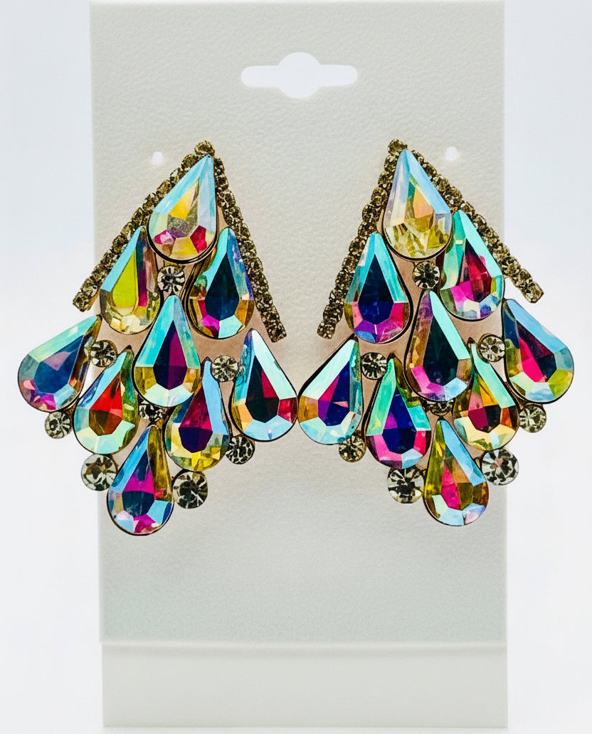 Showstopper AB Crystal Rhinestone Chandelier Earrings