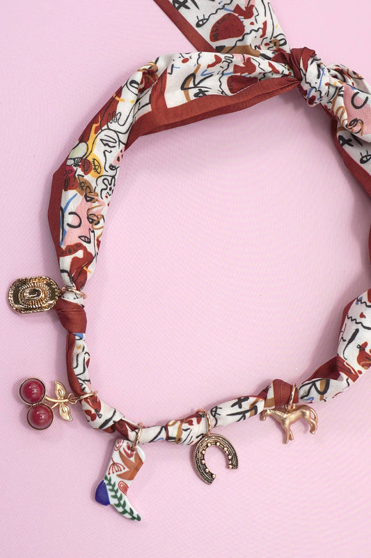 Cowgirl Adjustable Scarf Charm Necklace