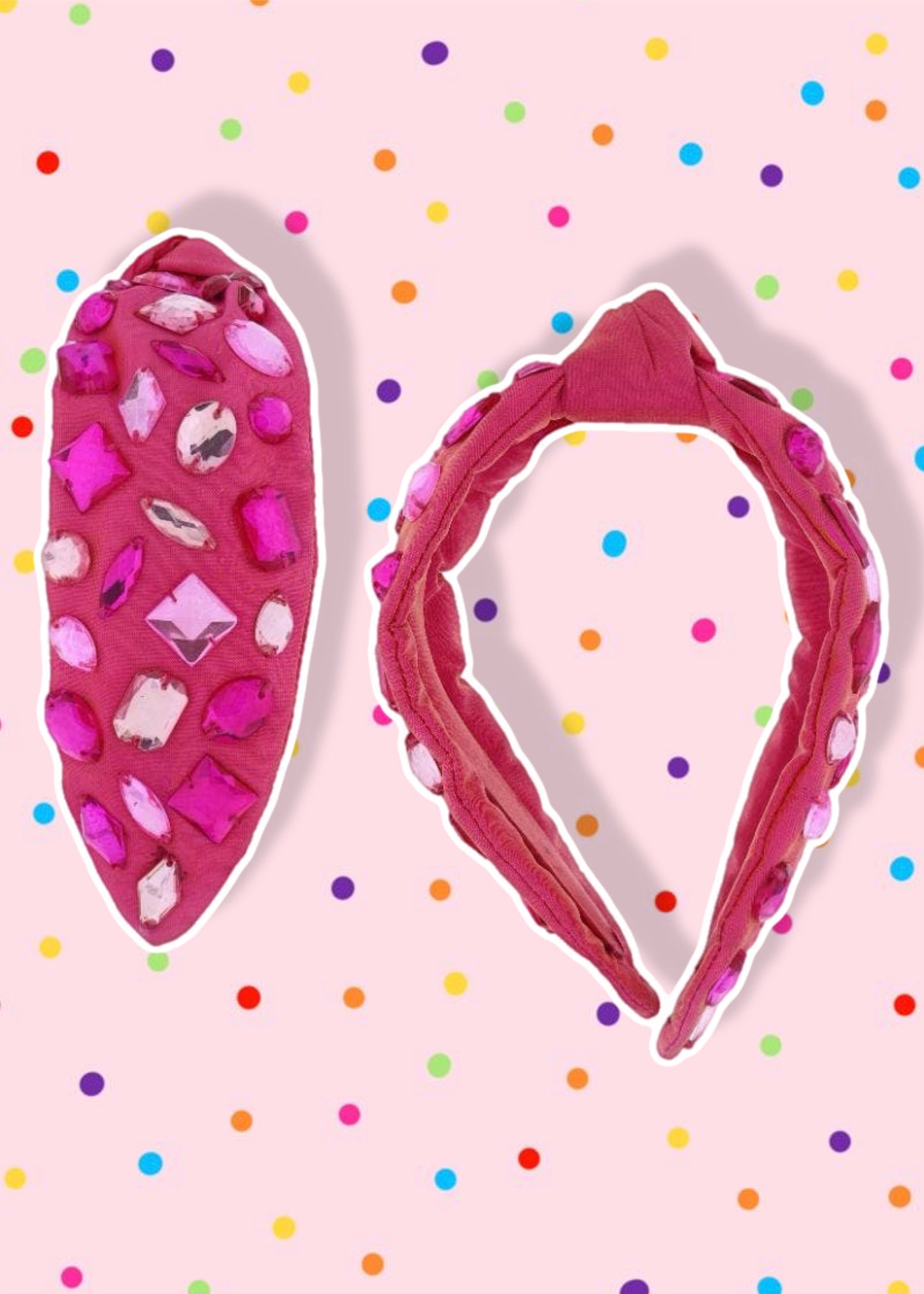 Hot Pink Knotted with Various Multi Pink Crystals Headband