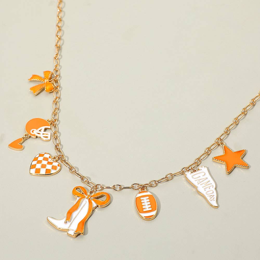 Game Day Football Theme Charm Station Necklace