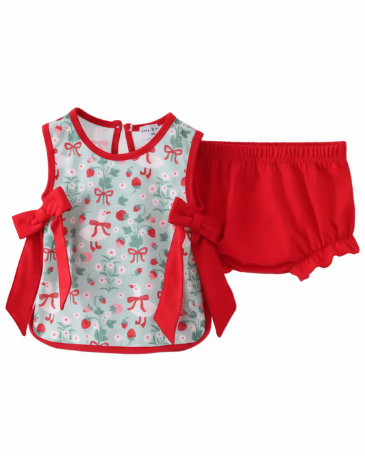 Red Strawberry Goose Bloomer Set