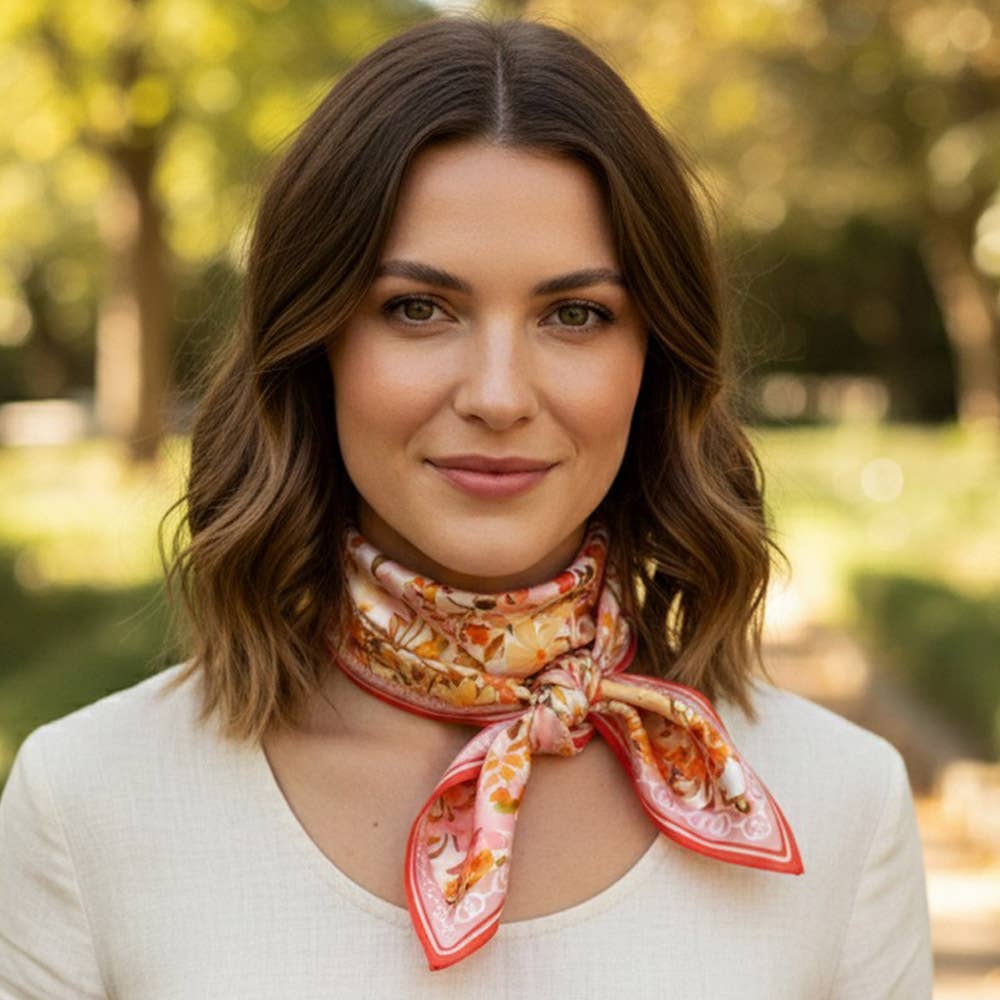 Vintage Floral Garden Print Square Bandana Scarf