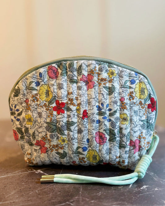 Vintage-Inspired Quilted Floral Cosmetic Bags