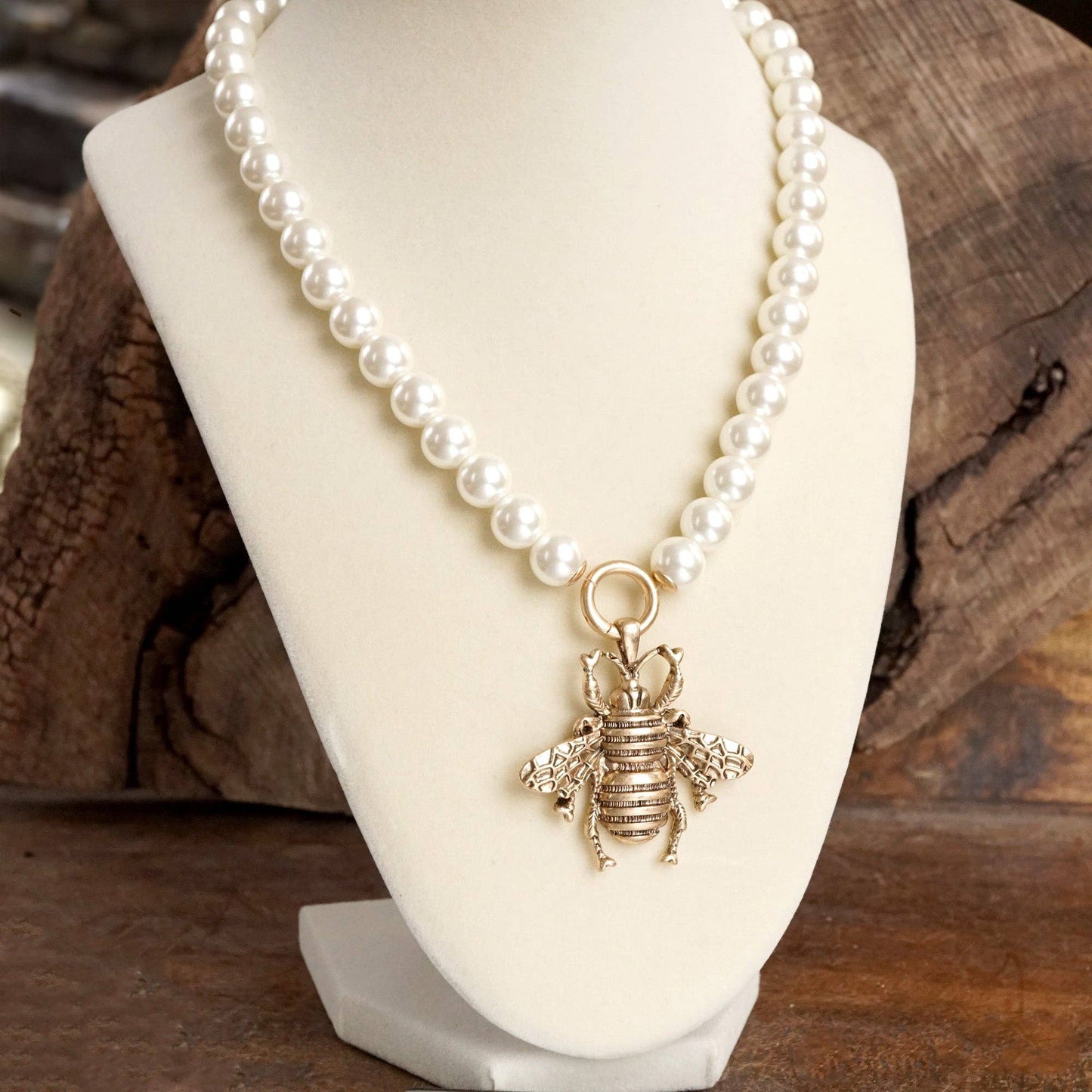Boho Bee Pearls Statement Timeless Necklace