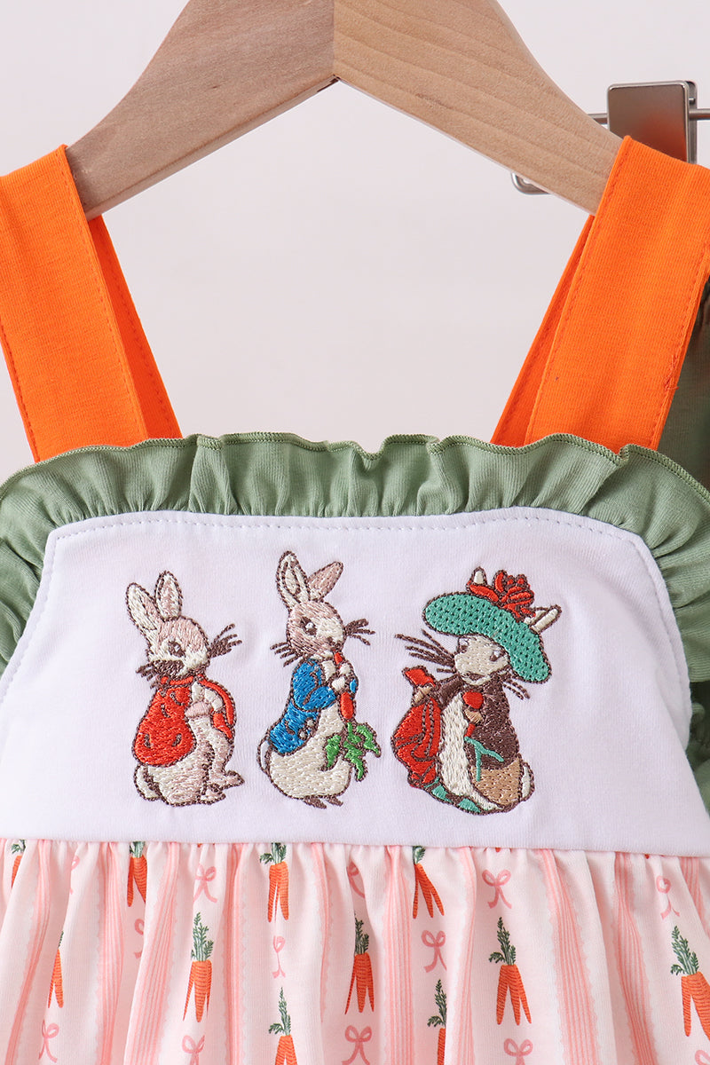 Bunny Embroidery Ruffle Bloomer Set