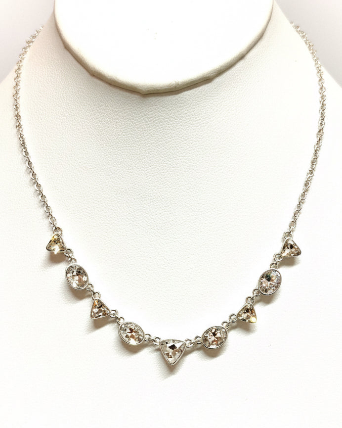 Geometric Mixed-Cut Crystal Station Choker Necklace