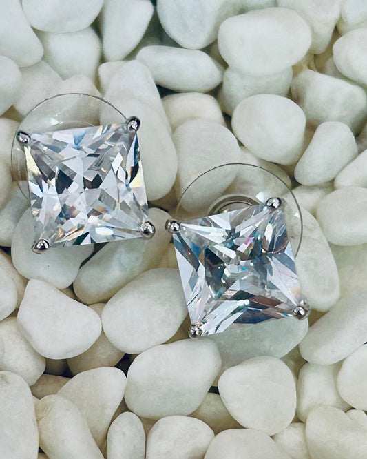 Vintage Imperial Princess-Cut Stud Earrings