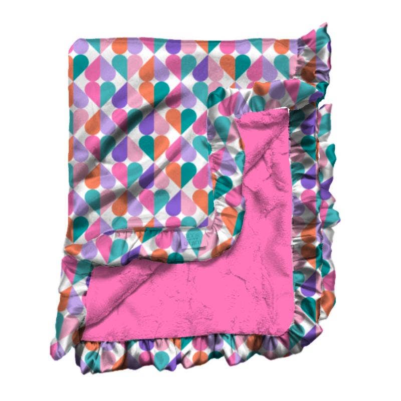 Sweet Heart Satin Ruffle Blanket