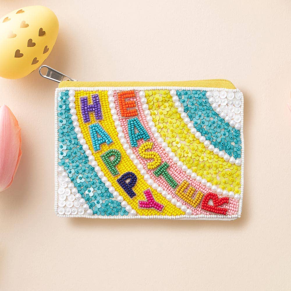 HAPPY EASTER Seed Beaded Pouch Bag