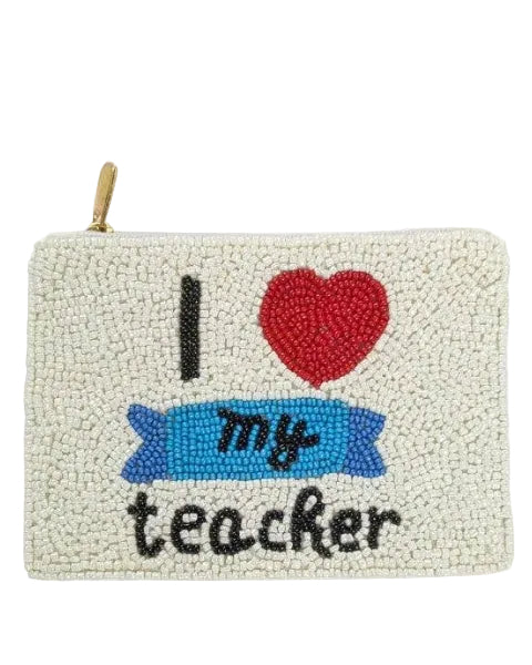 I LOVE MY TEACHER Beaded Coin Purse