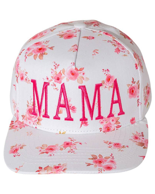 Pink MAMA Floral Embroidered Baseball Cap