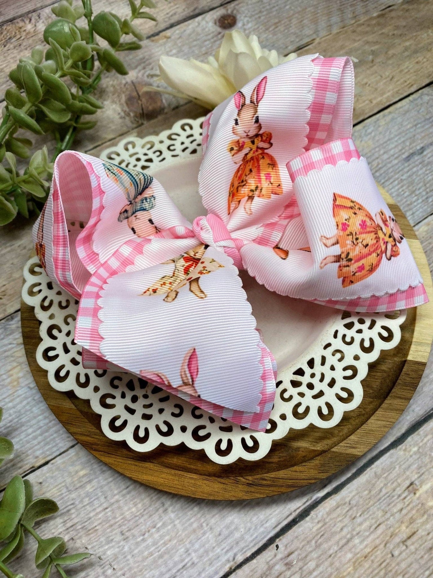 Vintage Easter Gingham Hair Bow