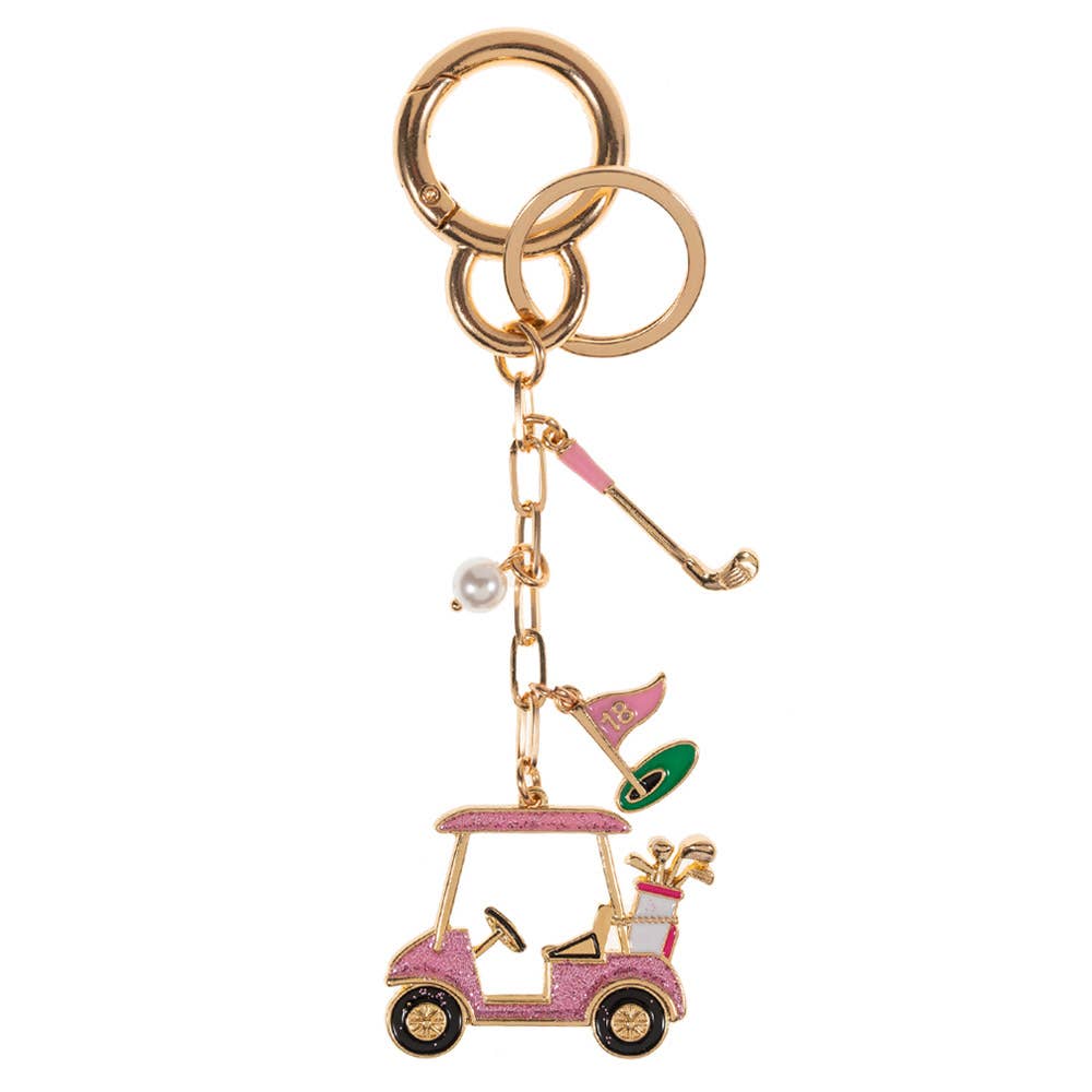 Golf Cart Club Keychain Bag Charm